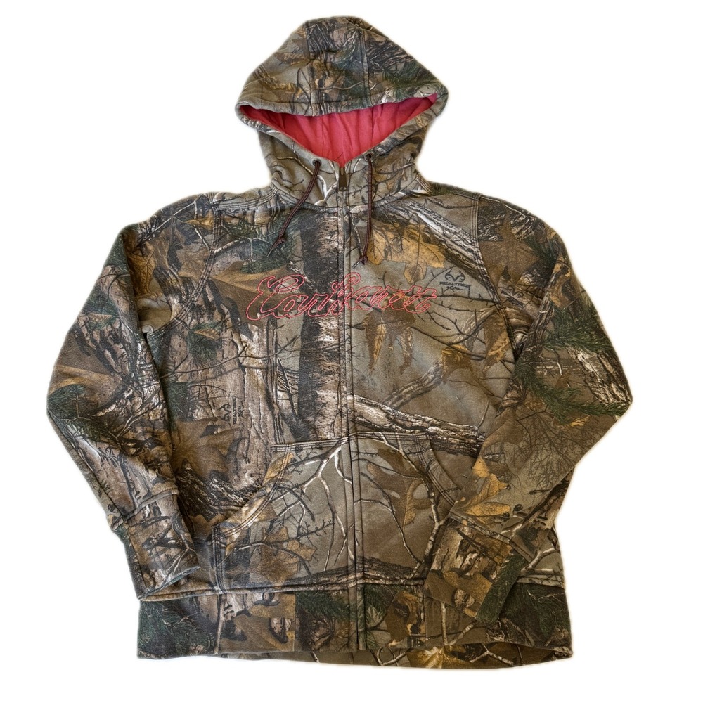 Carhartt Girls L 12 14 Realtree Xtra Camo Full Zip Hoodie Pink Script Logo Youth